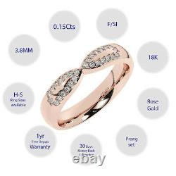 0.15carat Prong Set Round Cut Diamonds Half Eternity Ring in 18K Rose Gold