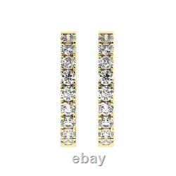 0.30CT Pave Set Round Brilliant Cut Diamonds Hoop Earrings in 9K Yellow Gold