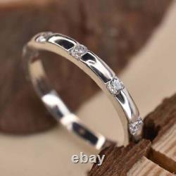 0.50Ct Round Certificate Neutral Moissanite Wedding Band 14K Gold Plated Silver