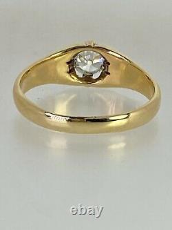 0.87 carat Diamond Solitaire 18ct Yellow Gold Gents Ring 7.3g Z +2 Certificate