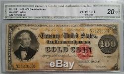 $100 Gold Certificate FR-1215 US Currency Note 1922 FR1215 Very Fine 20 Benton