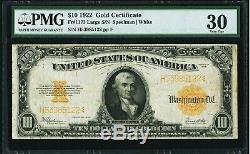 $10 1922 Fr# 1173 GOLD CERTIFICATE PMG Very Fine 30 VF30