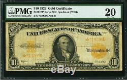 $10 1922 Fr# 1173 GOLD CERTIFICATE STAR NOTE PMG Very Fine 20 VF20