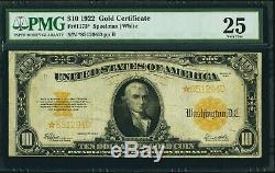 $10 1922 Fr# 1173 GOLD CERTIFICATE STAR PMG Very Fine 25 VF25