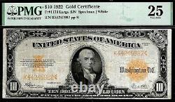 $10 1922 Gold Certificate Fr. 1173 Bright Orange Back PMG Very Fine 25