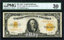 $10 1922 Gold Certificate Pmg Very Fine 30 Large S/n Fr# 1173 Nice MID Grade