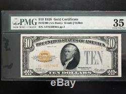 $10 1928 GOLD CERTIFICATE Fr #2400 WOODS/MELLON PMG 35 Choice Very Fine