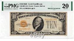 $10 1928 GOLD CERTIFICATE SERIES 1928 FR2400 PMG 20 Very Fine VF