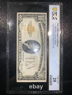 $10 1928 gold certificate very fine 20