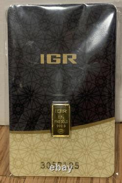 10.5 Gram Bars Of Gold. 9999 Fineness, IGR GOLD BAR, Assay Certificate