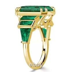12.0 ct Lab Created Emerald 14k Yellow Gold Plated Engagement Ring For Women's