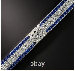 12.5Ct Marquise Cut White Diamond Vintage Antique Tennis Bracelet 14k White Gold
