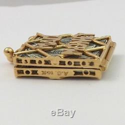 14K Gold 3D Mad Money Opening Purse Silver Certificate Charm Pendant 5.2gr