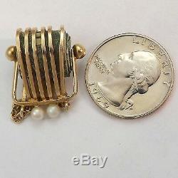 14K Gold 3D Mad Money Pearl Purse Silver Certificate Charm Pendant 6.1gr