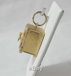 14K Gold 3D Vault Safe $1 Silver Certificate Inside Charm Pendant 6.1gr