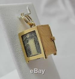 14K Gold 3D Vault Safe $1 Silver Certificate Inside Charm Pendant 6.1gr