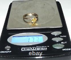 14K Gold GRA Certificate 6.5mm Yellow Moissanite Engagement Ring 1 Ct Size 6.5