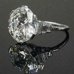 14K White Gold 4.90Ct Round And Baguette Lab Created Diamond Engagement Ring