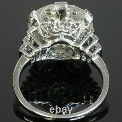 14K White Gold 4.90Ct Round And Baguette Lab Created Diamond Engagement Ring
