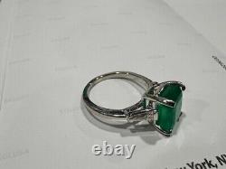 14K White Gold 5.12CT Natural Emerald & Diamond Ring withEGL Authentic Certificate