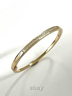 14k Solid Gold Natural White Diamonds Bangle Bracelet 18.0 grams with CERTIFICATE