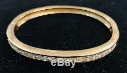 14k Solid Gold Natural White Diamonds Bangle Bracelet 25.55 grams with CERTIFICATE