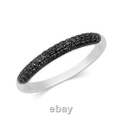 14k White Gold. 25ct Black Diamond Endless Wedding Band Stackable Fine Ring