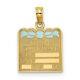 14k Yellow Gold Birth Certificate Blue Enamel Bow Pendant Charm Necklace