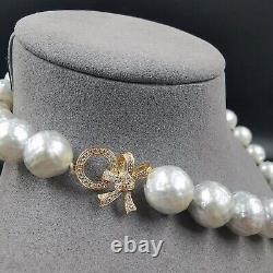14mm Australian White Sea Pearl Necklace Diamond 18k Fine Jewelry Certificate