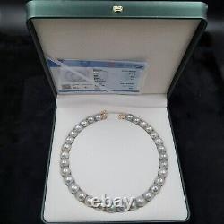14mm Australian White Sea Pearl Necklace Diamond 18k Fine Jewelry Certificate
