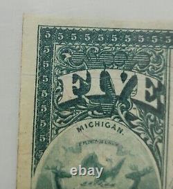 1875 $5 First National Bank Of Saint Clair, MI #1789 PMG Very Fine-30