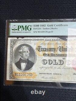 1882 $100 Dollar Gold Certificate FR 1214 PMG 15 Choice Fine Teehee Burke note