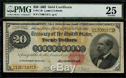 1882 $20 Gold Certificate FR-1178 Graded PMG 25 Very Fine