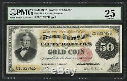 1882 $50 Fifty Dollar Gold Certificate Fr-1193 PMG 25 Very Fine