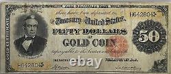 1882 $50 Gold Certificate, Fr-1197, Pmg Choice Fine 15 Net Paper Pulls, Pleasing