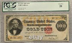 1882 PCGS $100 Gold Certificate Tehee/Burke FR 1214 Very Fine VF20 Problem-Free