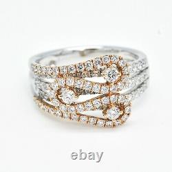 18KTT Gold Natural Diamonds Multi Row Swirl Luxury Fashion Ring R54364