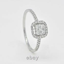 18KTW Gold Round Diamond Halo Cluster Set Accented Shank Engagement Ring R067404