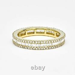 18KT White Gold Baguette and Round Diamond Full Eternity Wedding Band R22379C