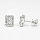 18KT White Gold Baguette and Round Diamonds Halo Cluster Stud Earrings E54776