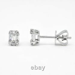 18KT White Gold Natural Diamonds Wide Cluster Stud Earrings E54743