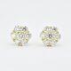 18KT Yellow Gold Natural Diamonds Hexagon Cluster Stud Earrings E065714-0.85