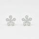 18 KT White Gold Round Natural Diamond Flower Petal Cluster Stud Earring E063690