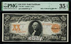 1906 $20 Gold Certificate FR-1181 Graded PMG 35 EPQ Choice Very Fine