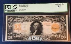 1906 $20 Large Gold Certificate Pcgs 45 Extremely Fine, Plate # D33/59, Fr1185