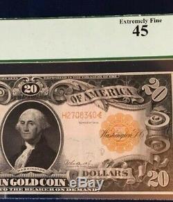 1906 $20 Large Gold Certificate Pcgs 45 Extremely Fine, Plate # D33/59, Fr1185