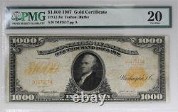 1907 $1000 Gold Certificate Fr#1219e PMG Very Fine 20 Banknote