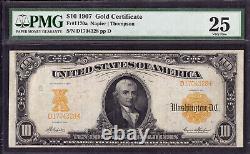 1907 $10 GOLD CERTIFICATE FR. 1170a NAPIER THOMPSON RARE SIGS PMG VERY FINE VF 25