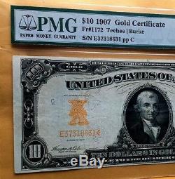 1907 $10 GOLD CERTIFICATE PMG40 EXTREMELY FINE LARGE Fr#1172 NOTE EPQ