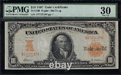 1907 $10 Gold Certificate FR-1169 Graded PMG 30 Very Fine